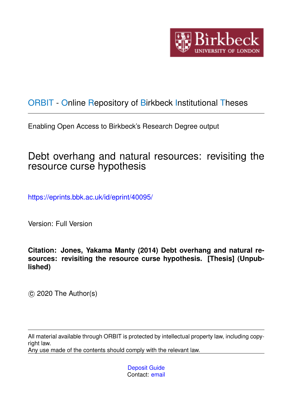 Debt Overhang and Natural Resources: Revisiting the Resource Curse Hypothesis