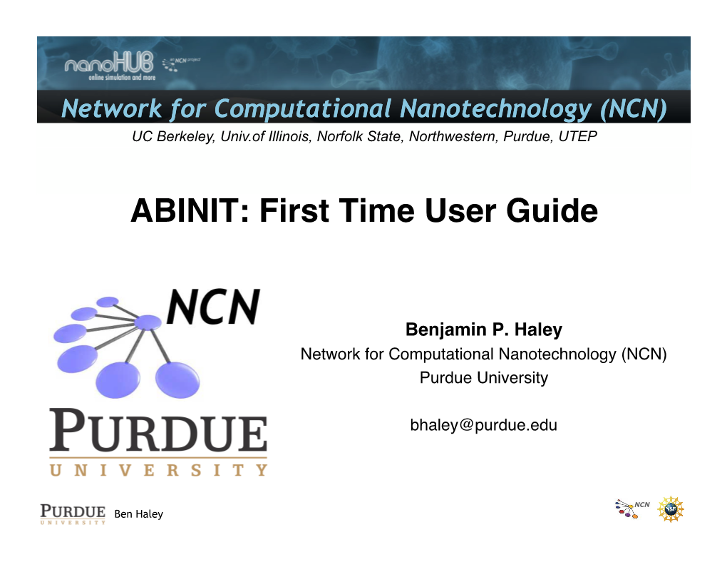 ABINIT: First Time User Guide