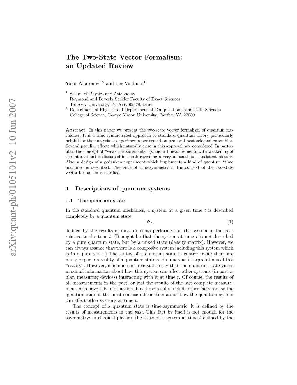 The Two-State Vector Formalism of Qauntum Mechanics: an Updated Review