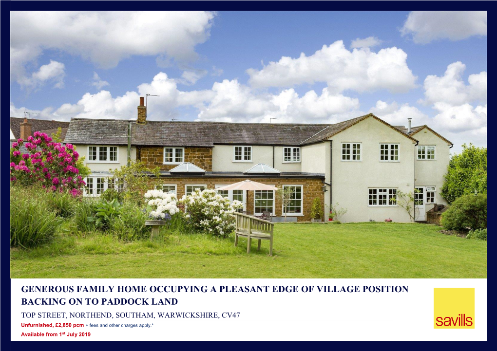 Generous Family Home Occupying a Pleasant Edge of Village Position Backing on to Paddock Land