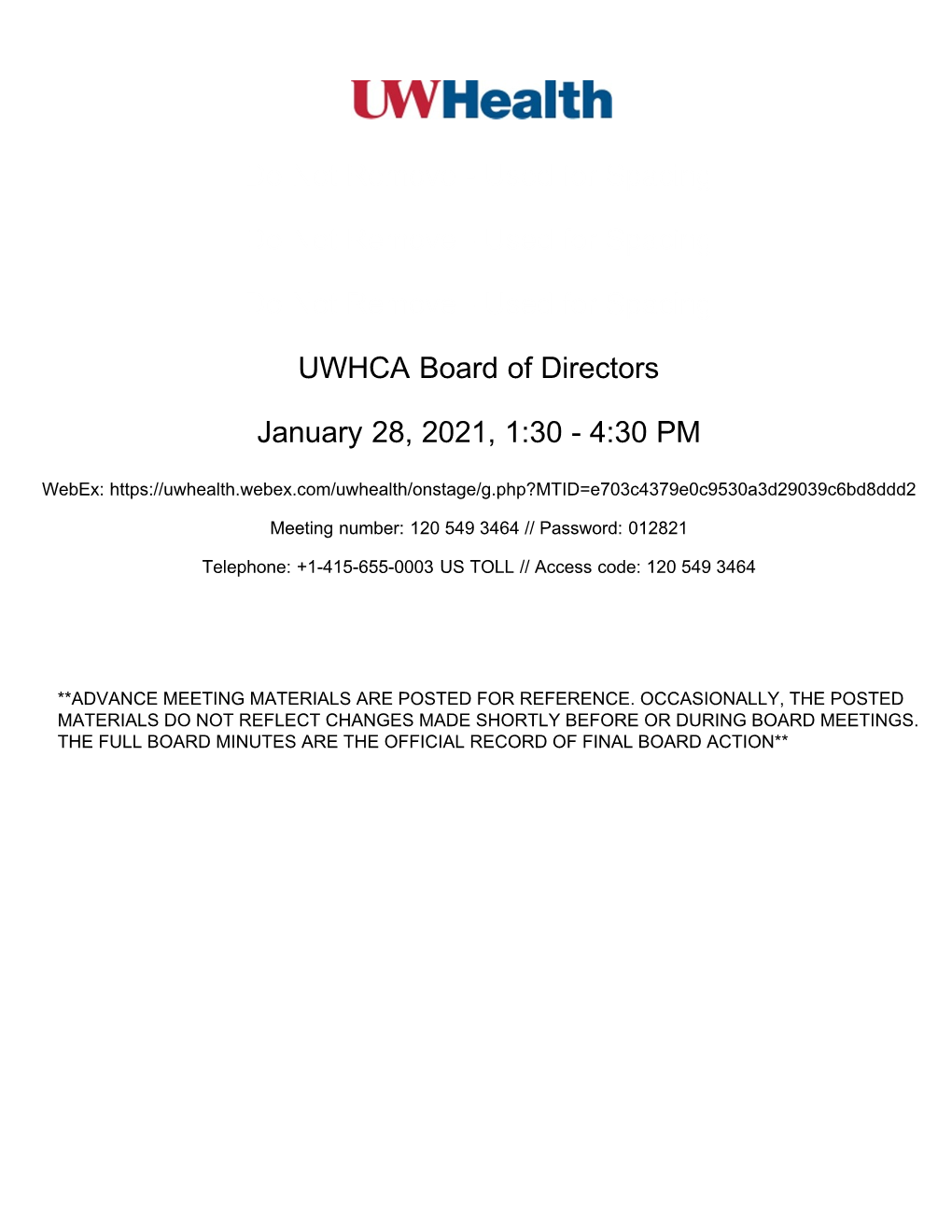 Used for Spacing UWHCA Board of Directors Janu
