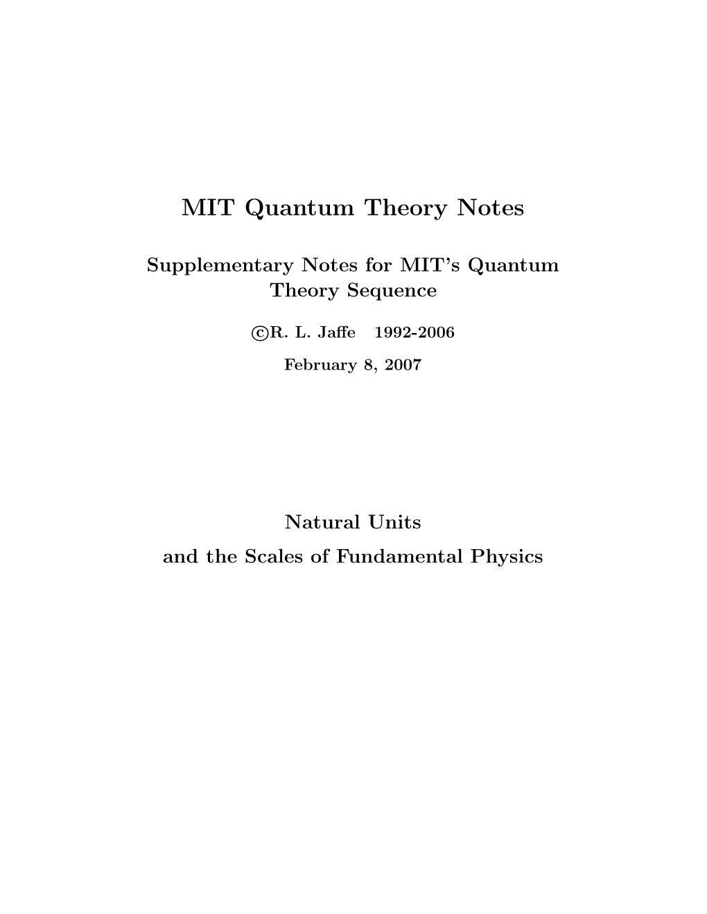 Natural Units and the Scales of Fundamental Physics C R