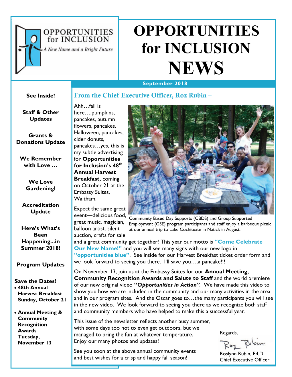 September 2018 Newsletter