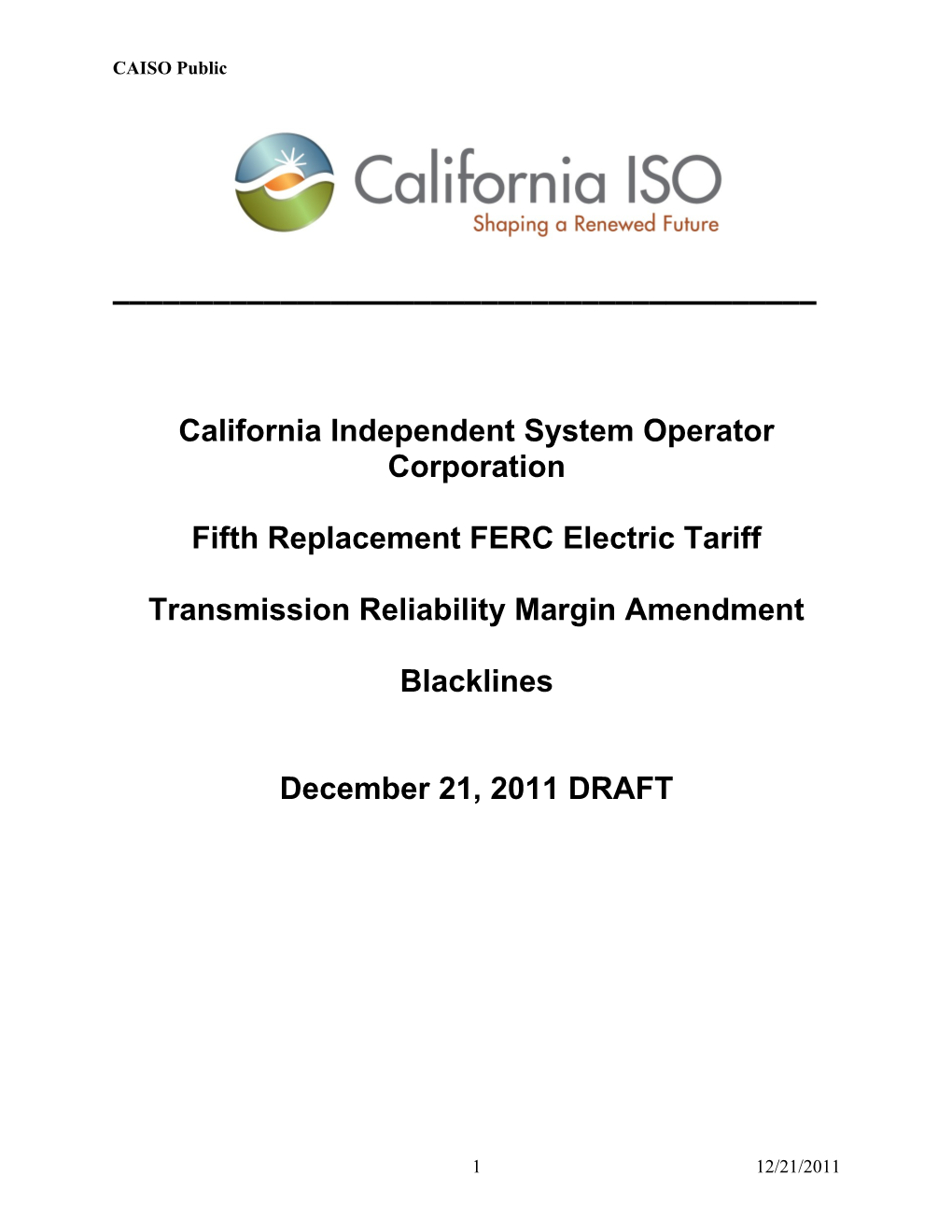 California Independent System Operator Corporation