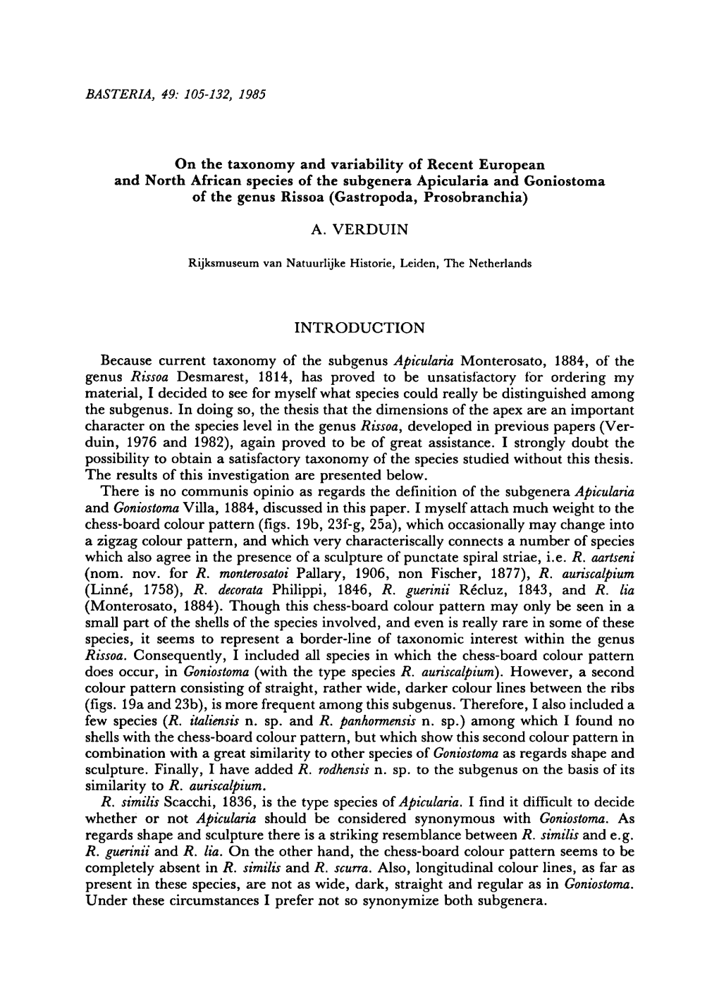 Variability of Recent European Species of The