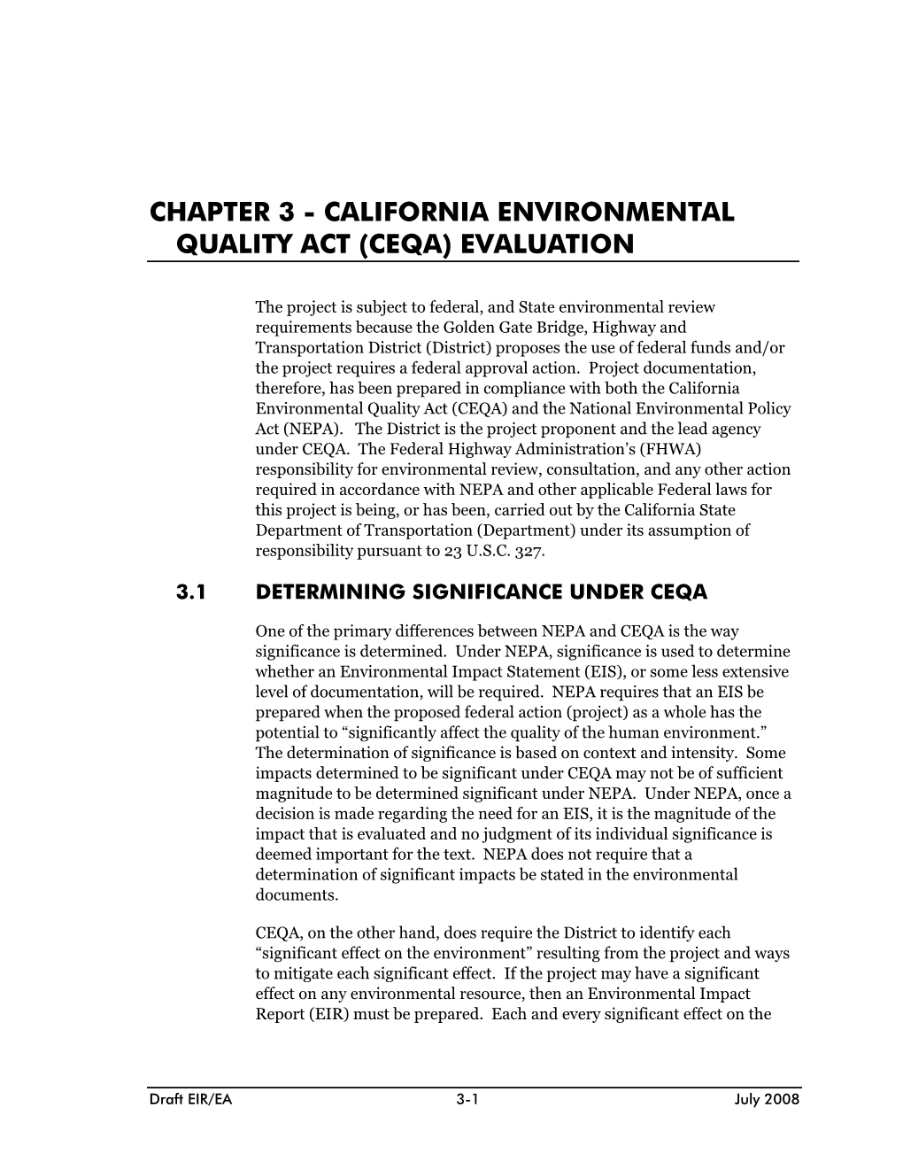 Chapter 3 - California Environmental Quality Act (Ceqa) Evaluation