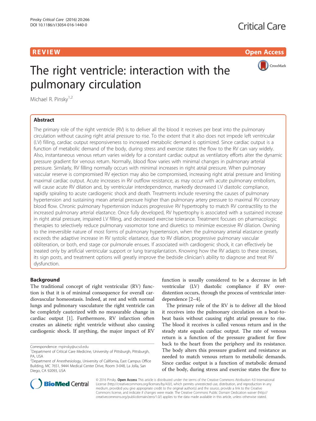 The Right Ventricle: Interaction with the Pulmonary Circulation Michael R