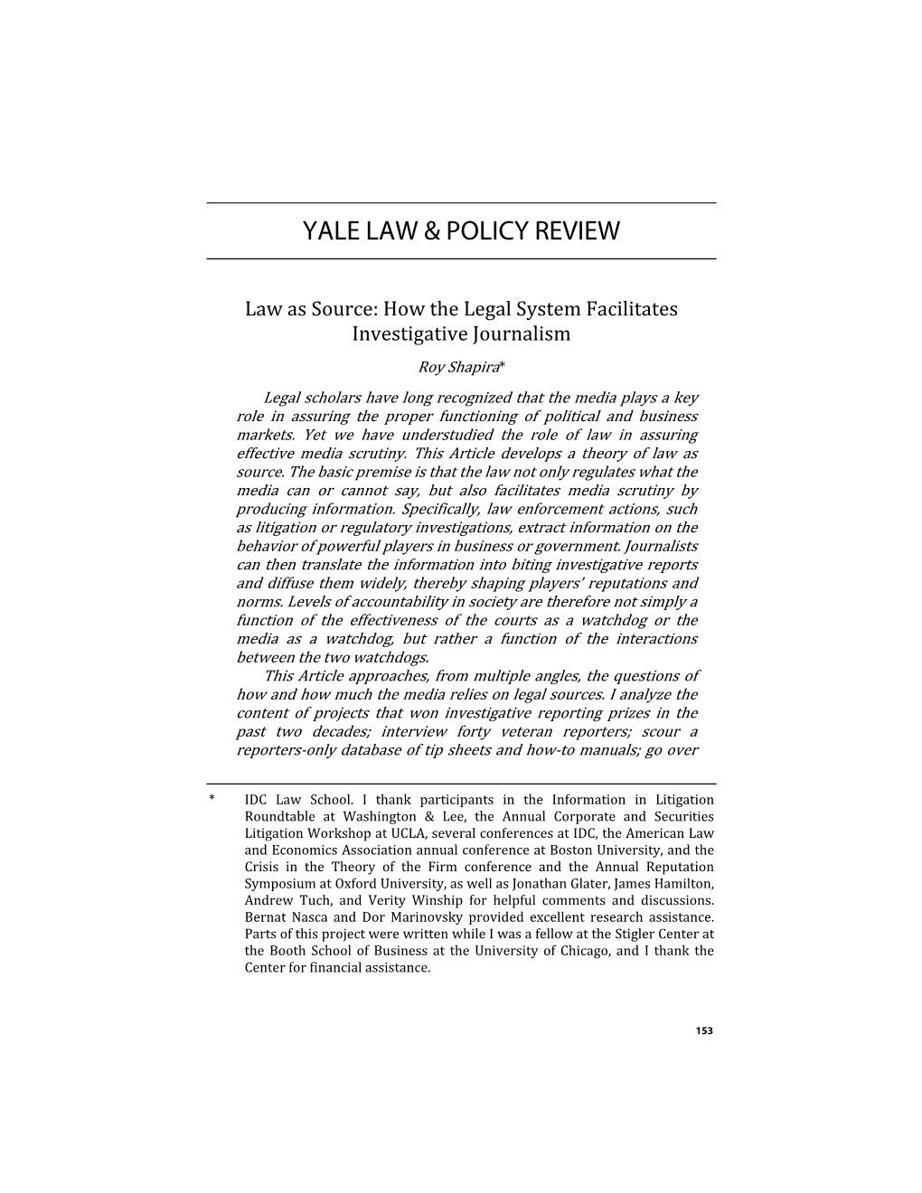 Yale Law & Policy Review