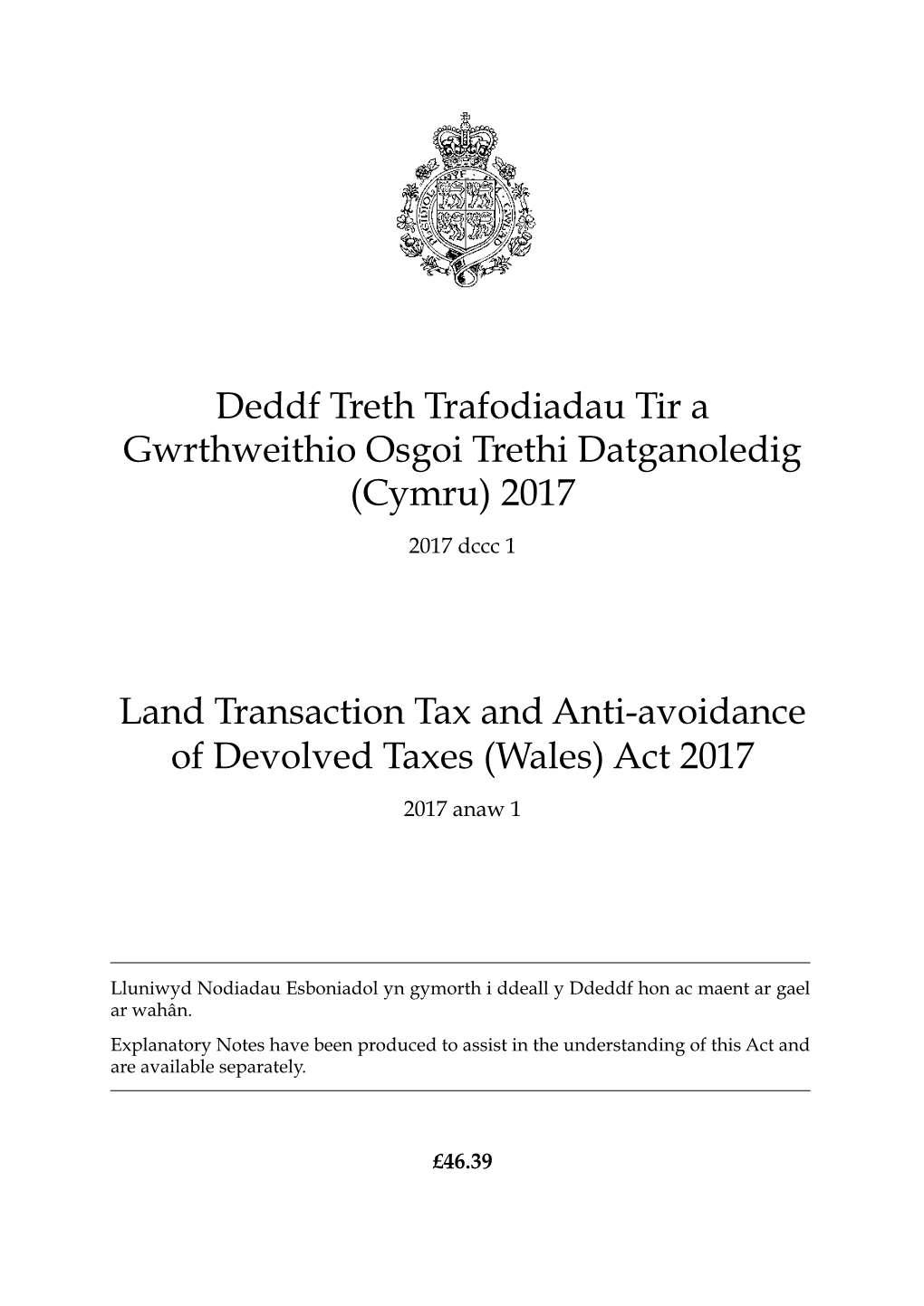 (Cymru) 2017 Land Transaction Tax and Anti-Avoidance Of
