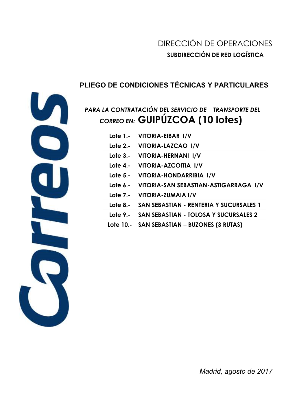 CORREO EN: GUIPÚZCOA (10 Lotes)