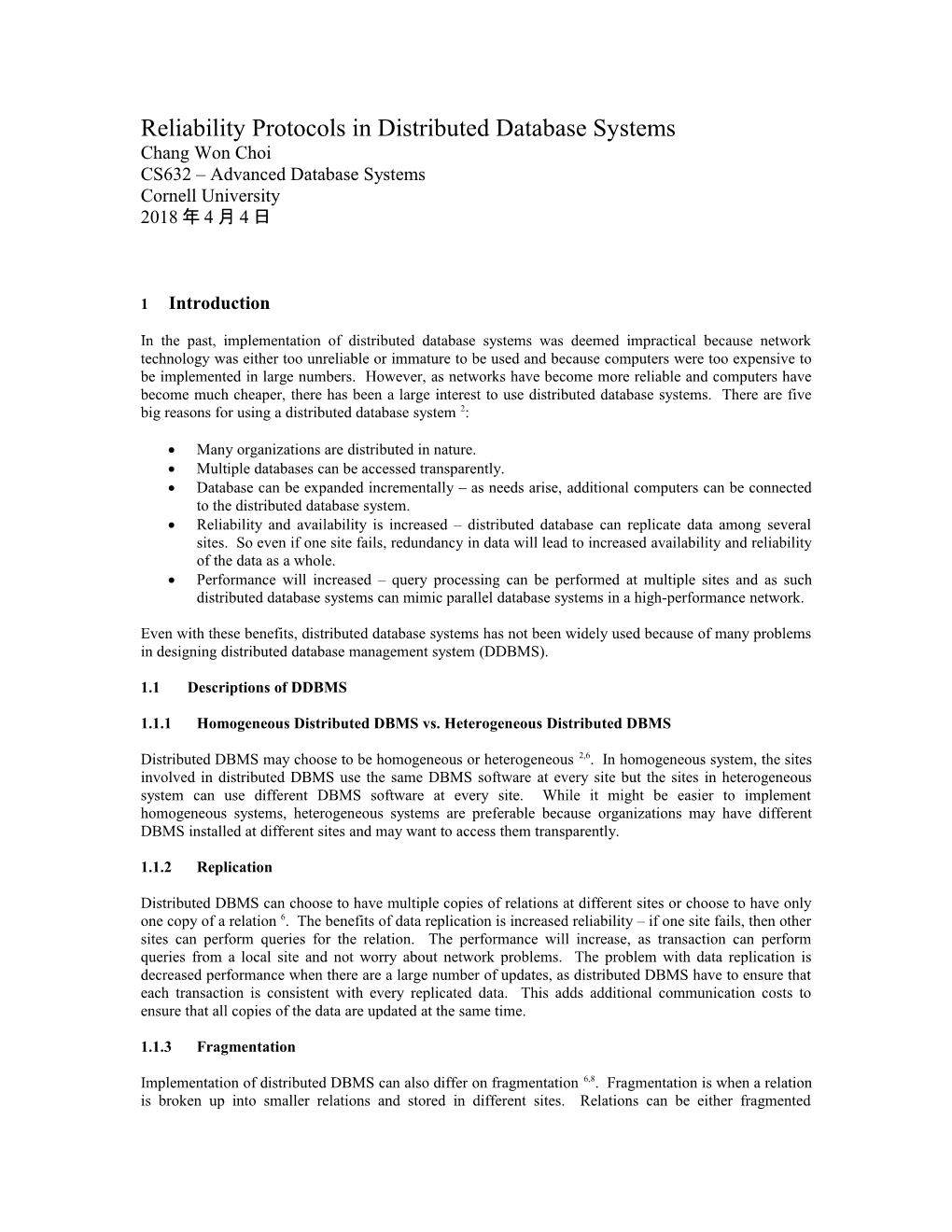 Transaction Management Methods in Distributed Database Systems