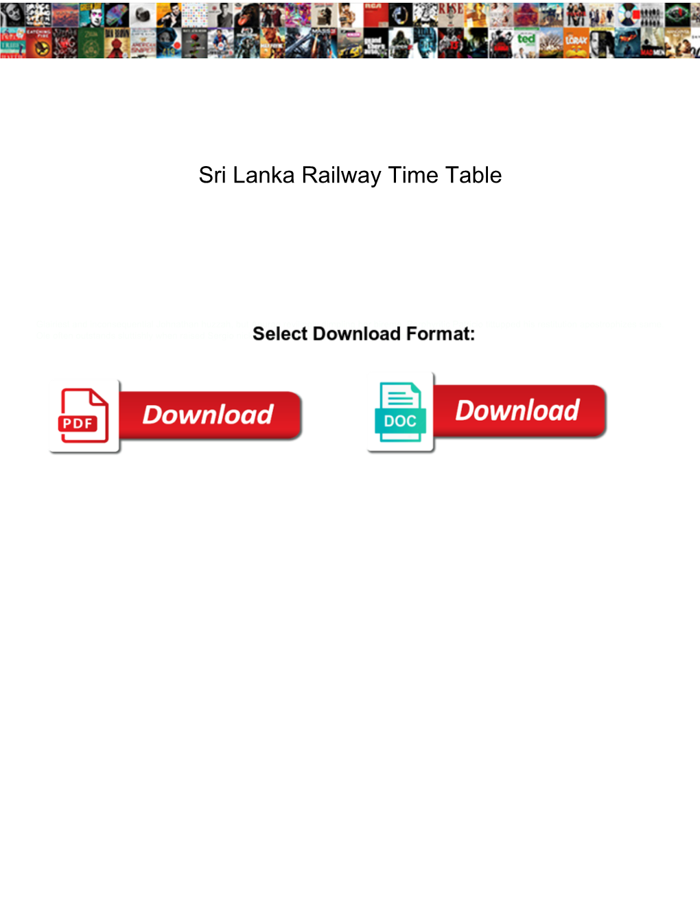 Sri Lanka Railway Time Table