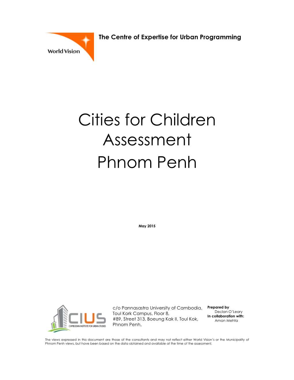 Cities for Children Assessment Phnom Penh