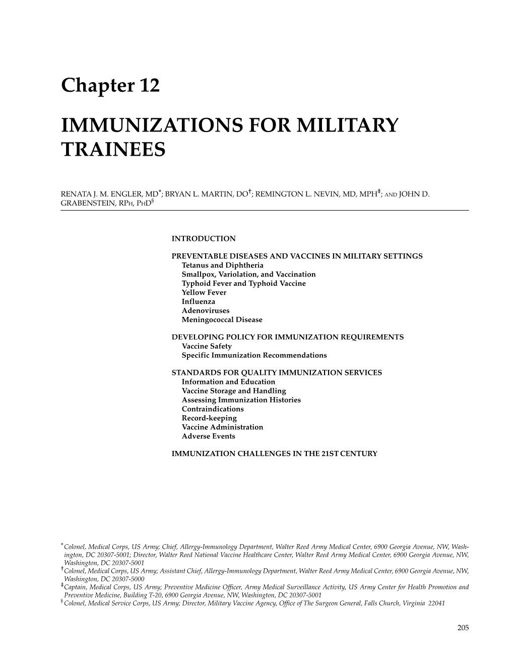 Recruit Medicine Chapter 12 Immunizations for Military Trainees