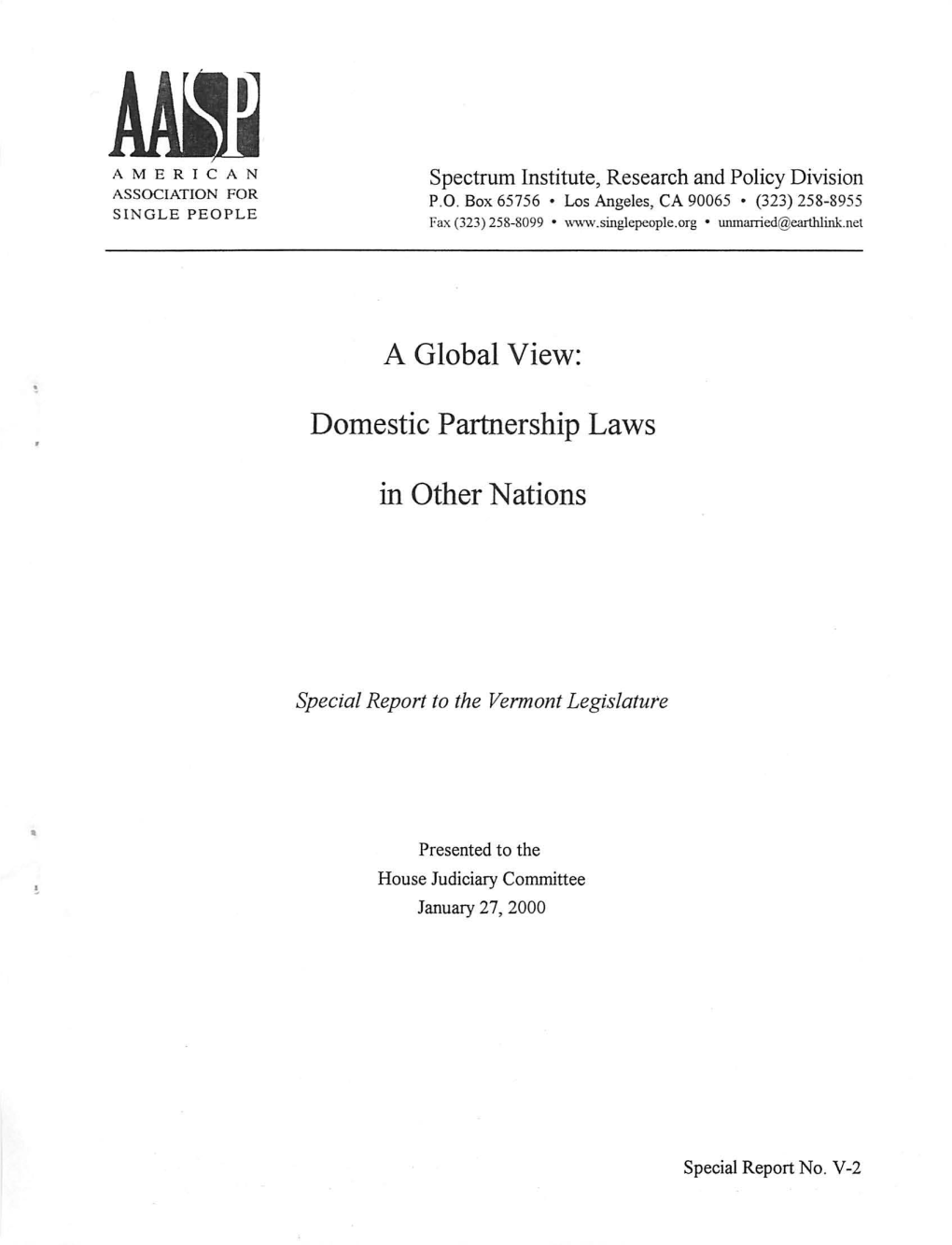 A Global View: Domestic Partnership Laws in Other Nations