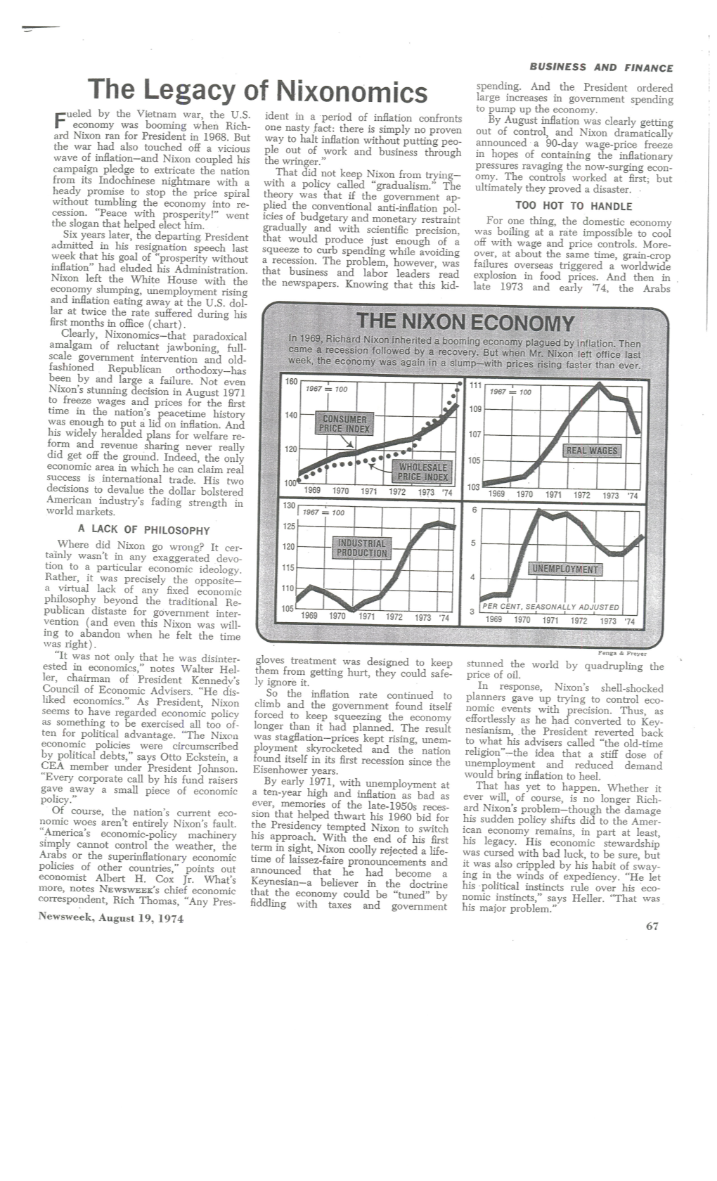 The Legacy of Nixonomics Large Increases in Government Spending Ueled by the Vietnam War, the U.S