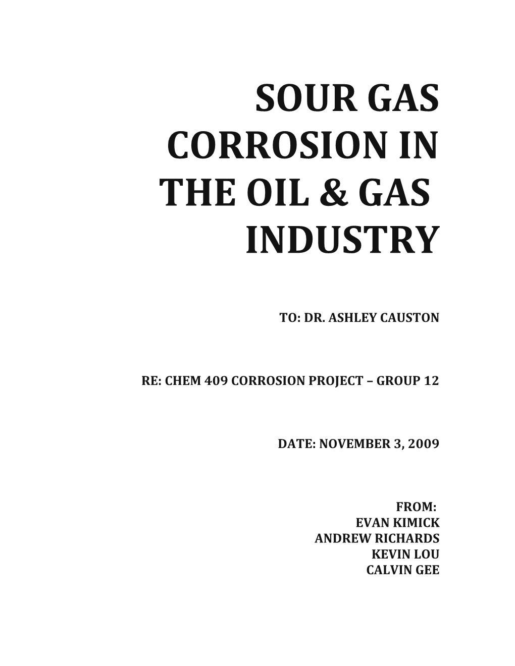 Sour Gas Corrosion In