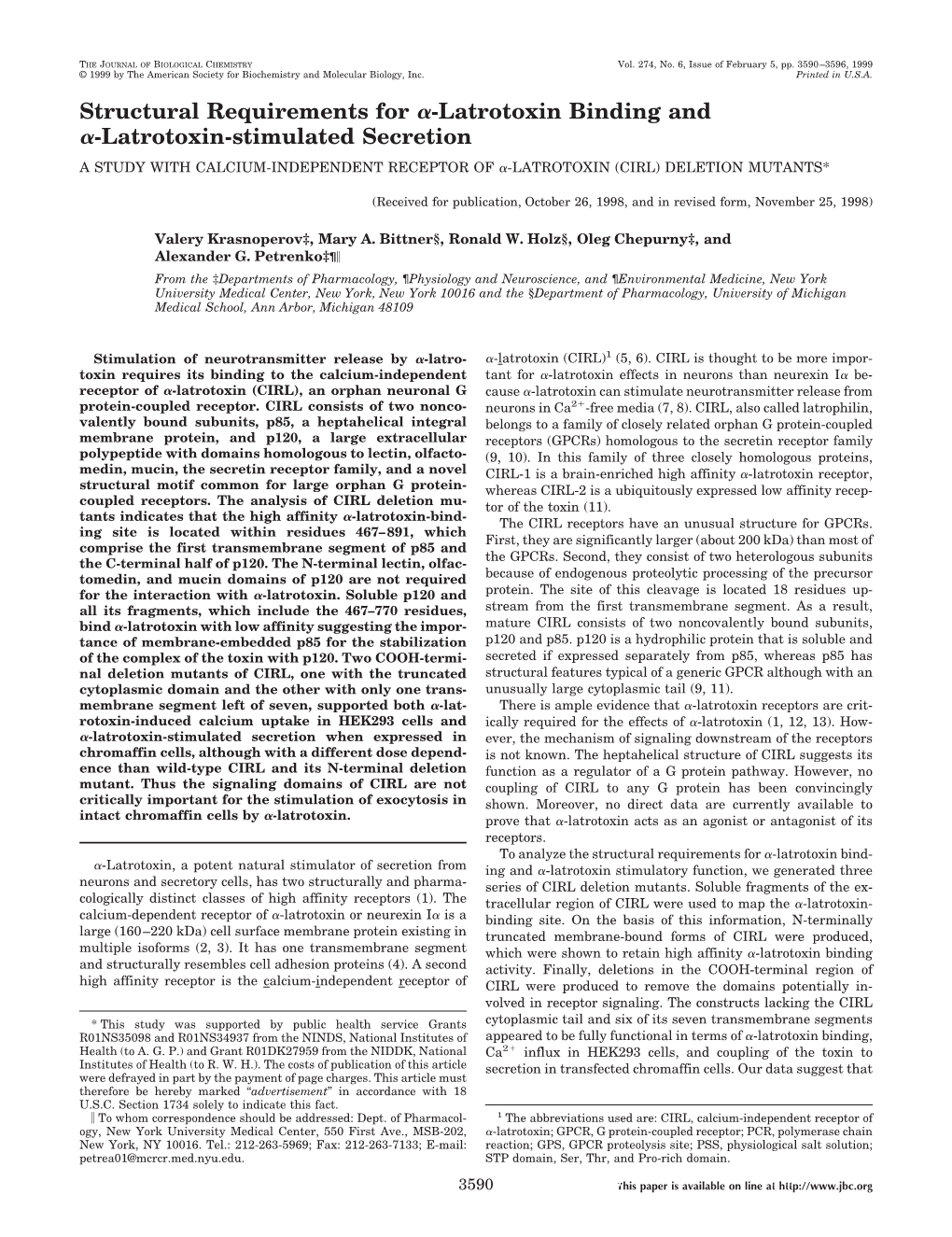 Latrotoxin Binding and ␣-Latrotoxin-Stimulated Secretion a STUDY with CALCIUM-INDEPENDENT RECEPTOR of ␣-LATROTOXIN (CIRL) DELETION MUTANTS*