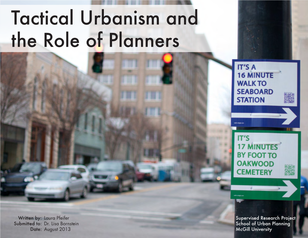 Tactical Urbanism and the Role of Planners