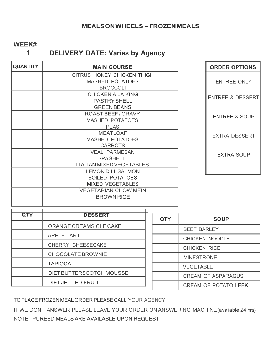 1 DELIVERY DATE: Varies by Agency