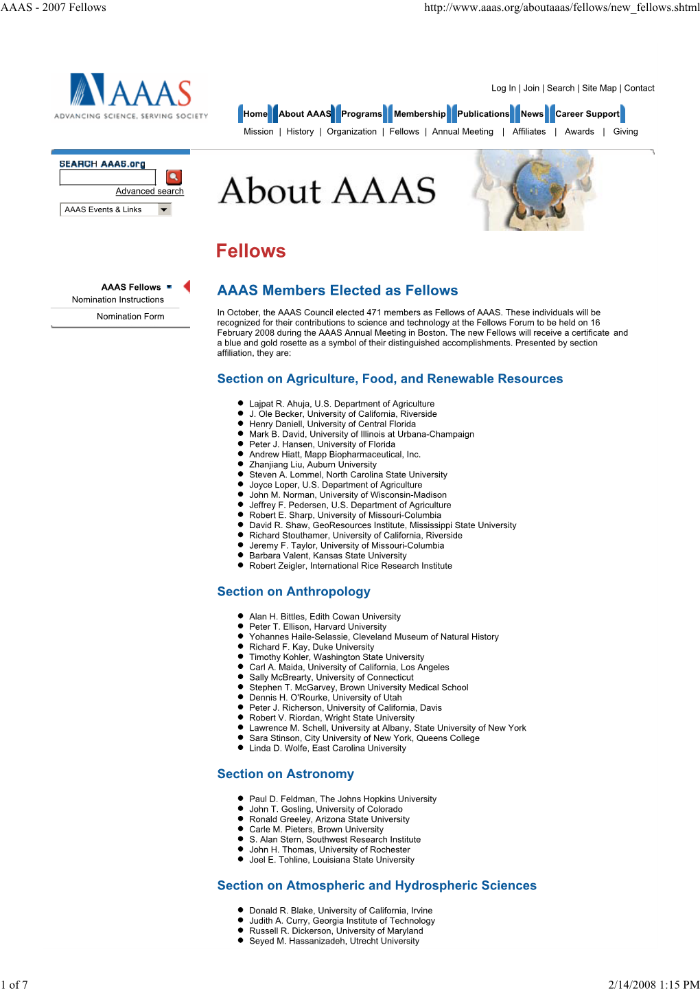 AAAS - 2007 Fellows