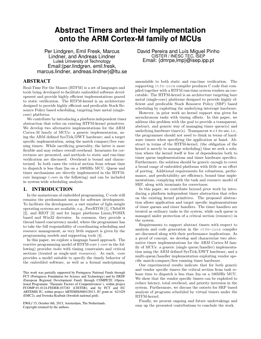 Abstract Timers and Their Implementation Onto the ARM Cortex-M Family of Mcus