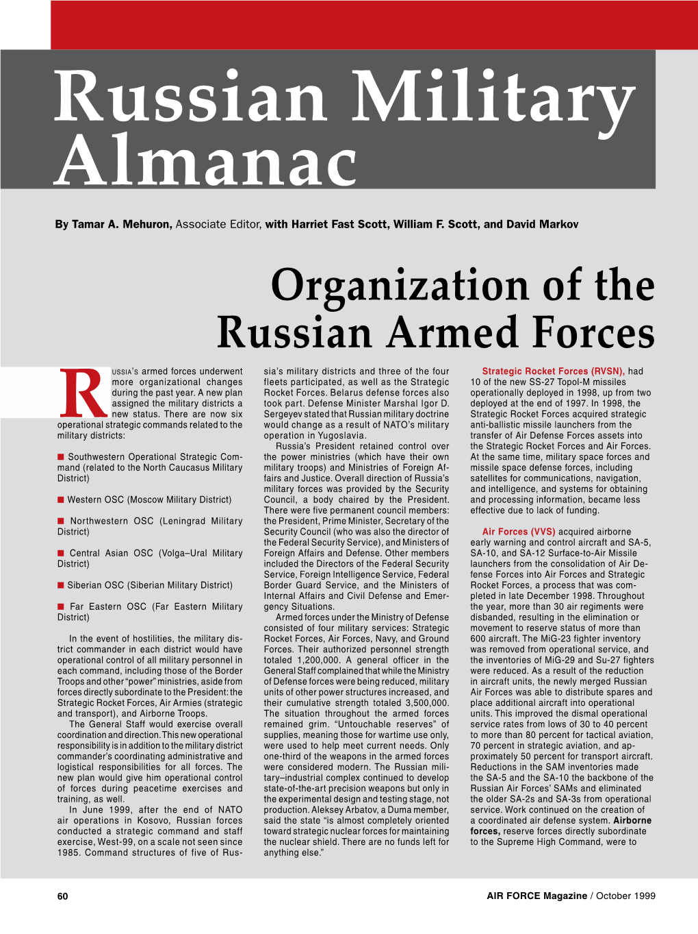 Russian Military Almanac by Tamar A