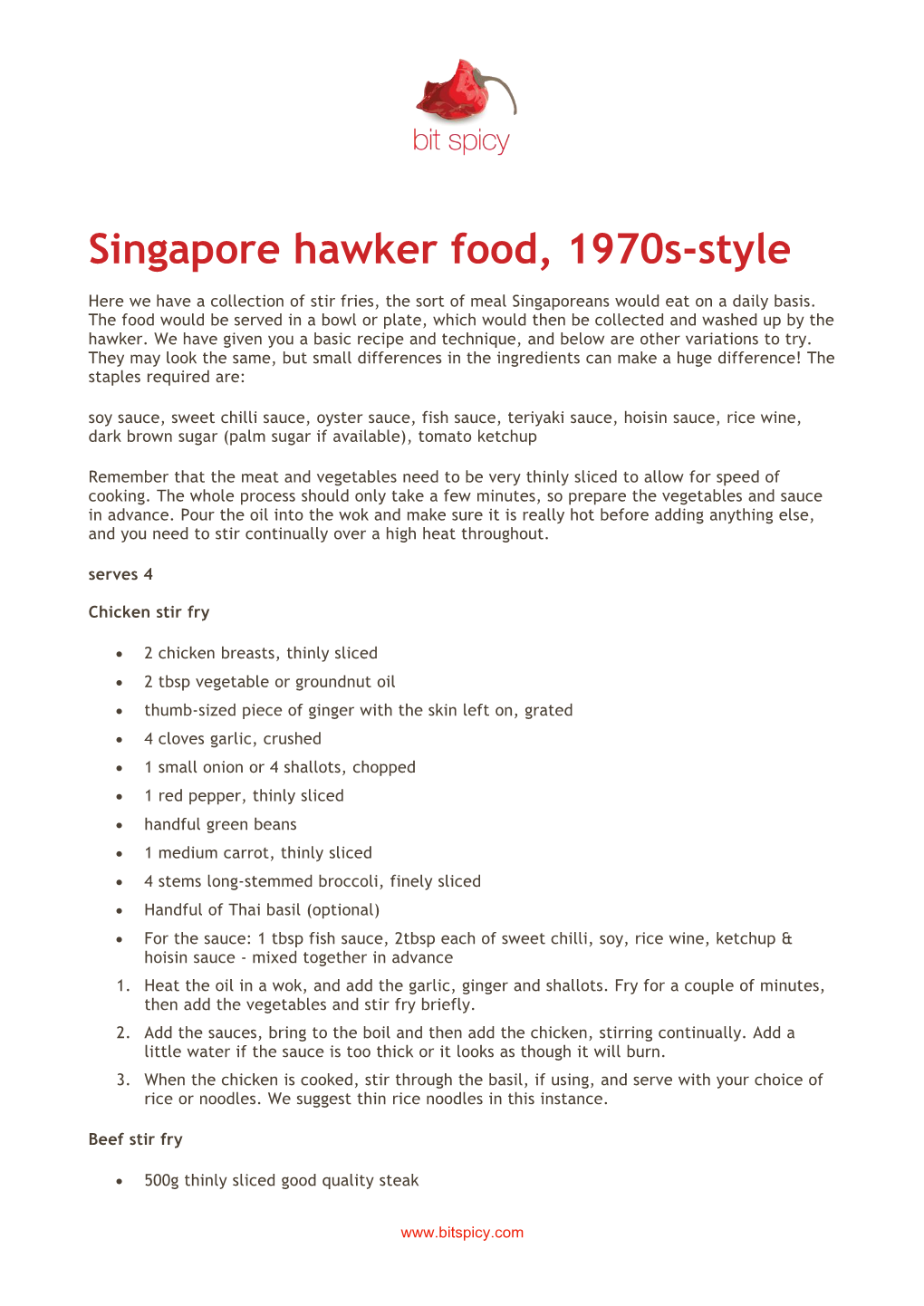 Singapore Hawker Food, 1970S-Style