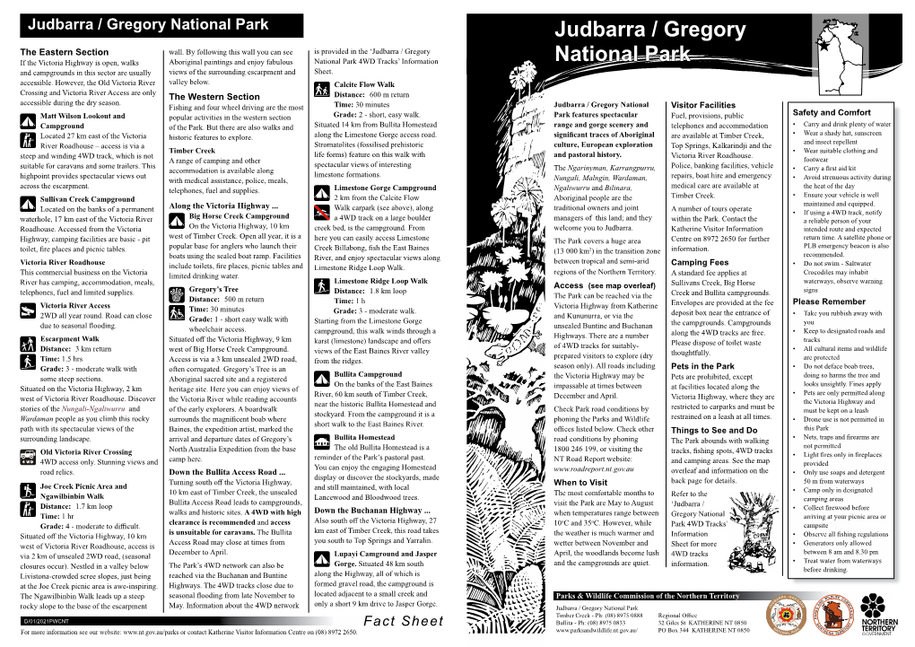 Judbarra / Gregory National Park Fact Sheet and Map