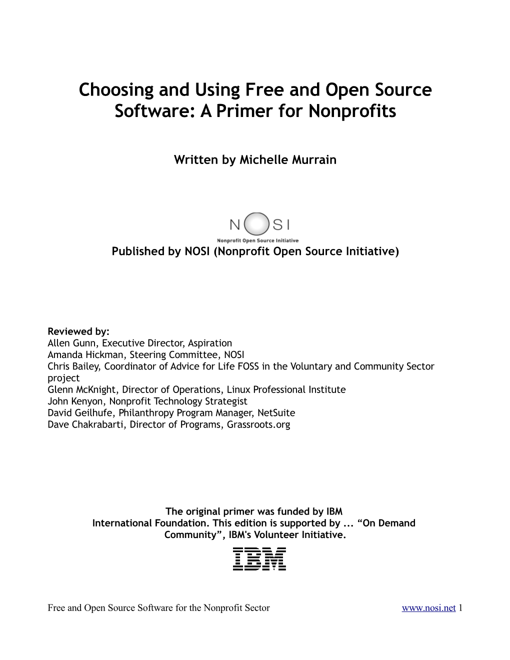 Choosing and Using Free and Open Source Software: a Primer for Nonprofits