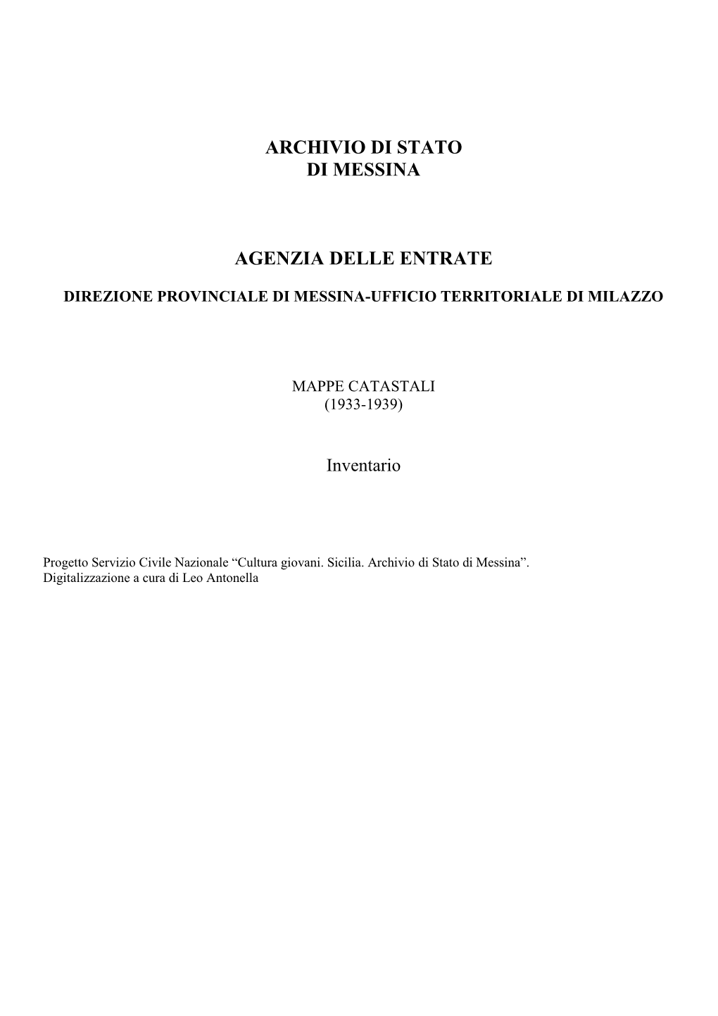 Inventario Mappe Catastali Agenzia Delle Entrate Ufficio Territoriale Di