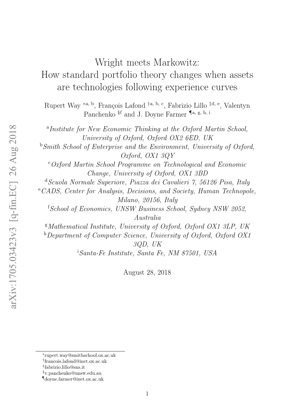 How Standard Portfolio Theory Changes When Assets Are Technologies Following Experience Curves