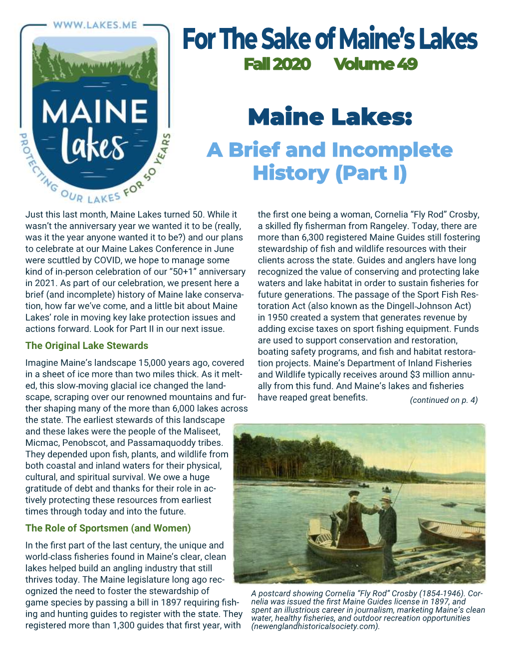 Maine Lakes: a Brief and Incomplete History (Part I)