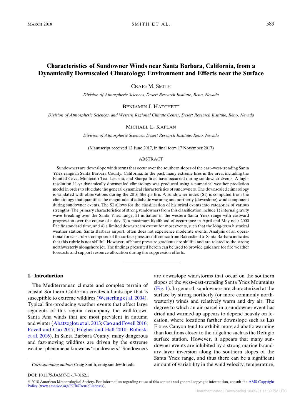 Downloaded 10/09/21 11:09 PM UTC 590 JOURNAL of APPLIED METEOROLOGY and CLIMATOLOGY VOLUME 57