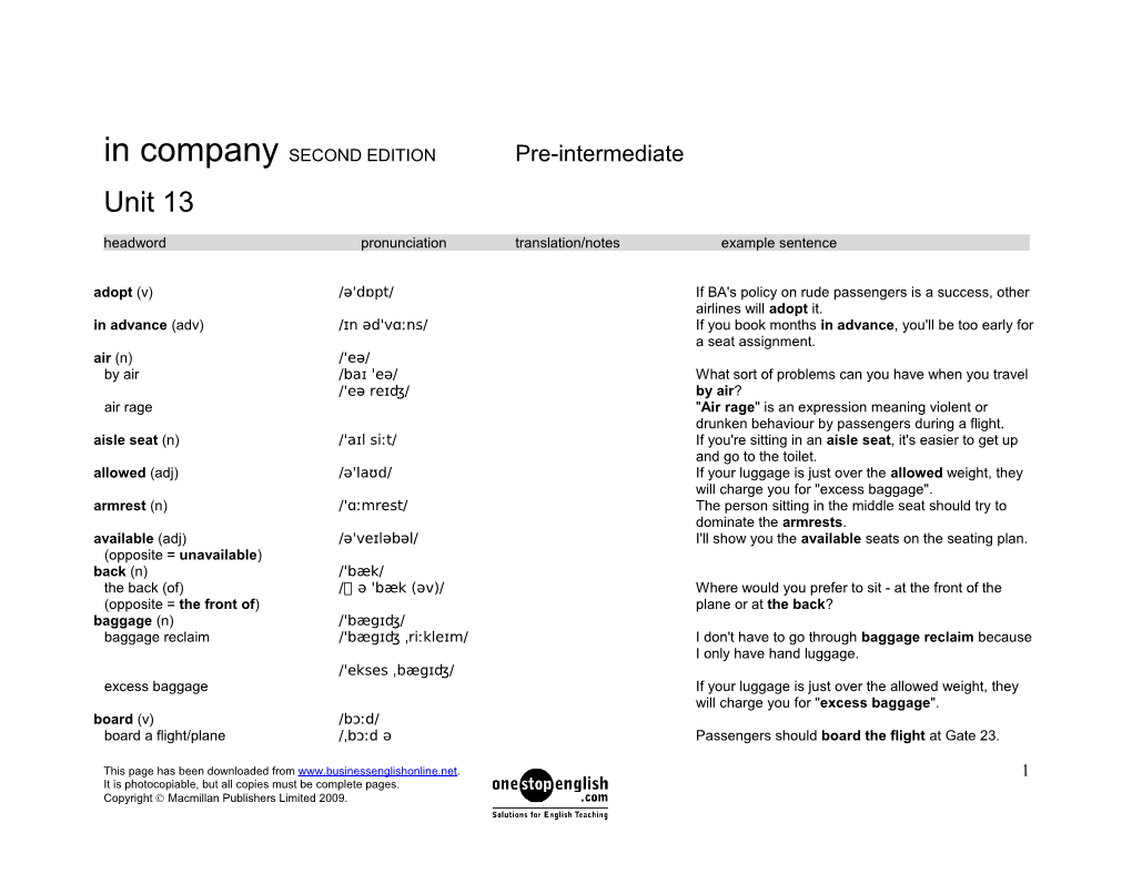 In Company SECOND EDITION Pre-Intermediate s3