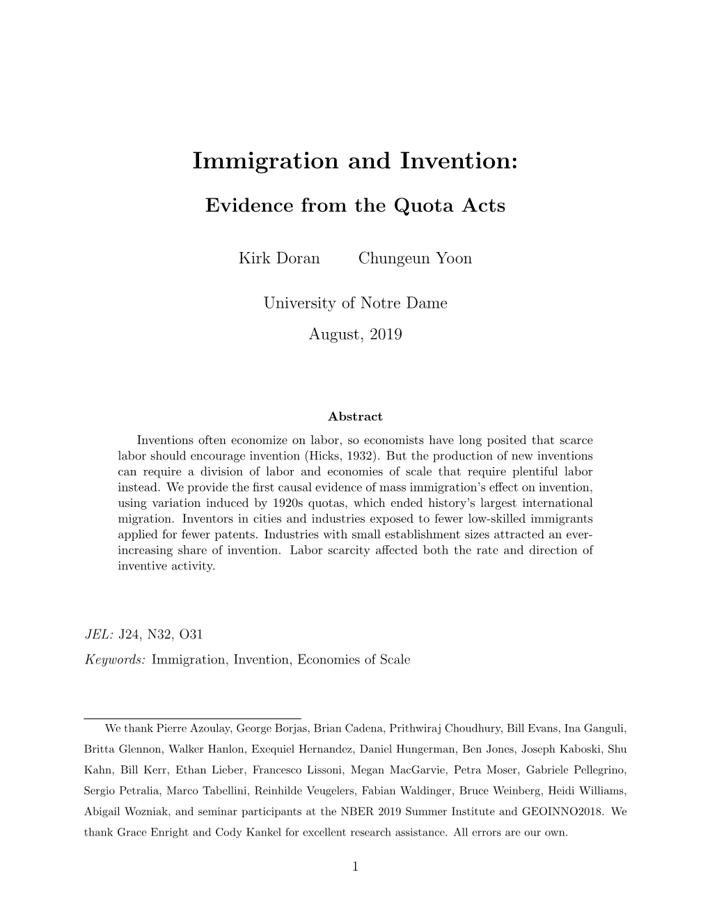 Immigration and Invention