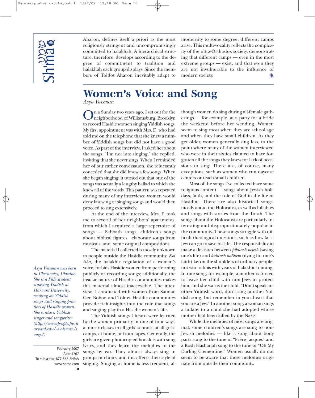 Women's Voice and Song