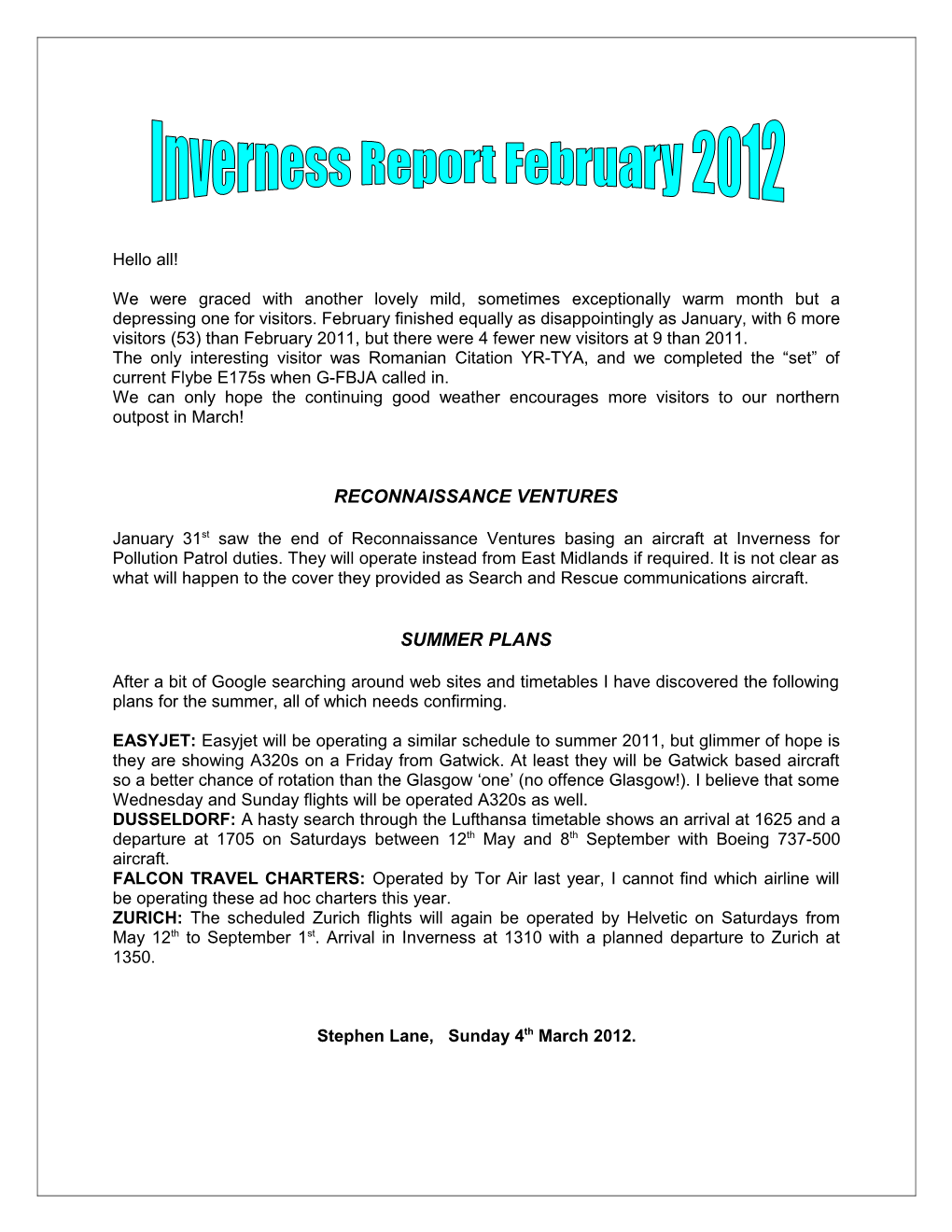 Inverness Report February 2012