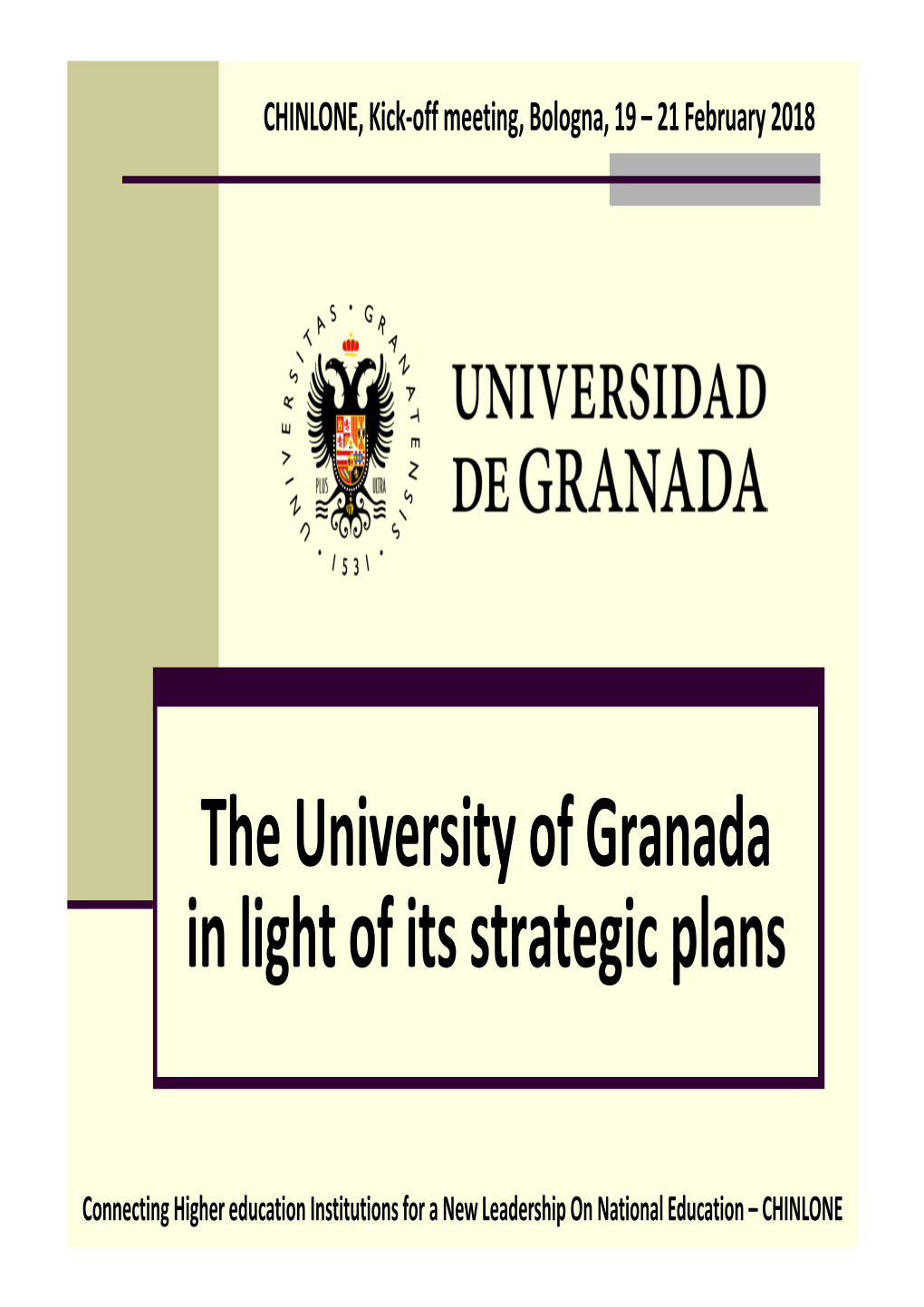 University of Granada in Light of Its Strategic Plans