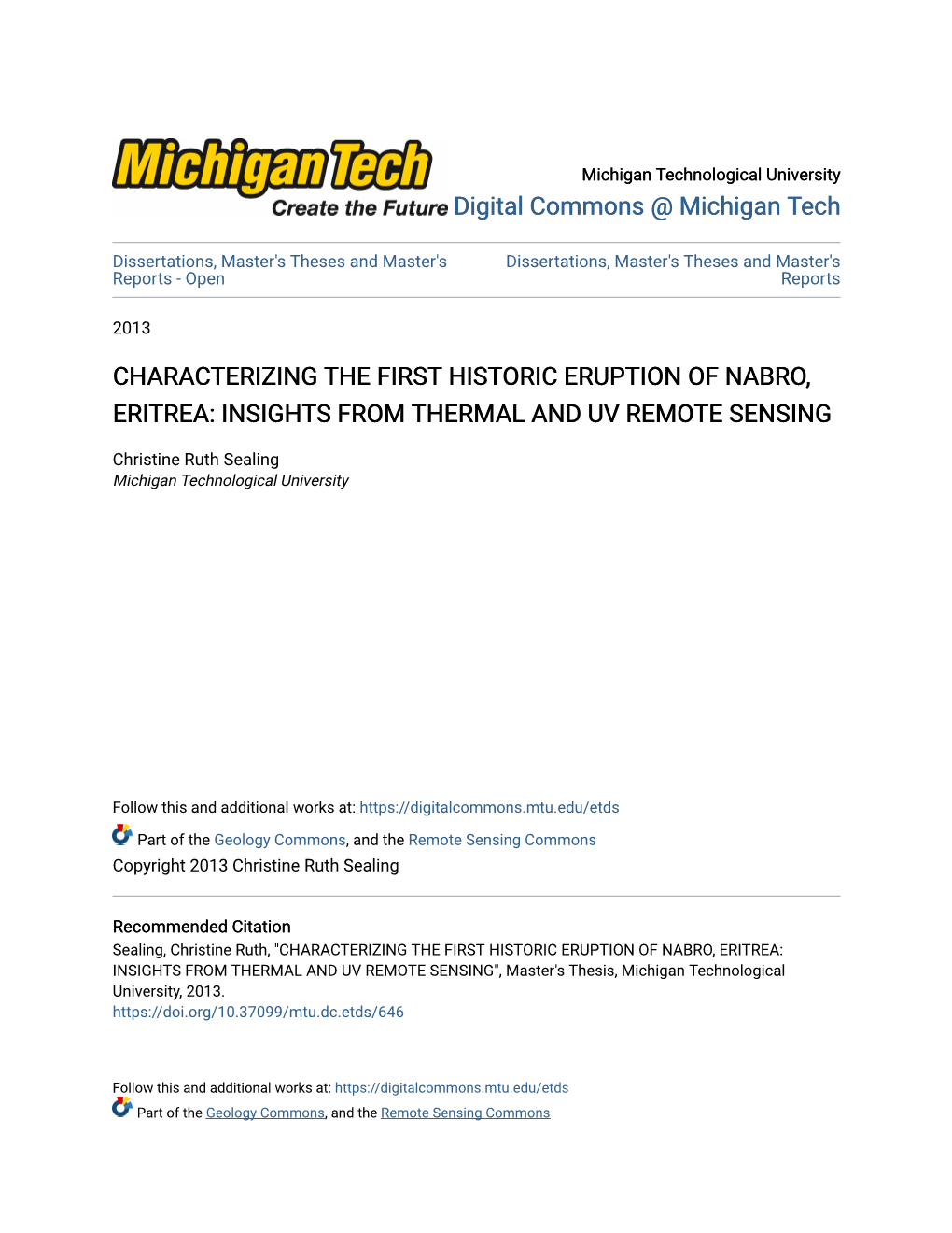 Characterizing the First Historic Eruption of Nabro, Eritrea: Insights from Thermal and Uv Remote Sensing