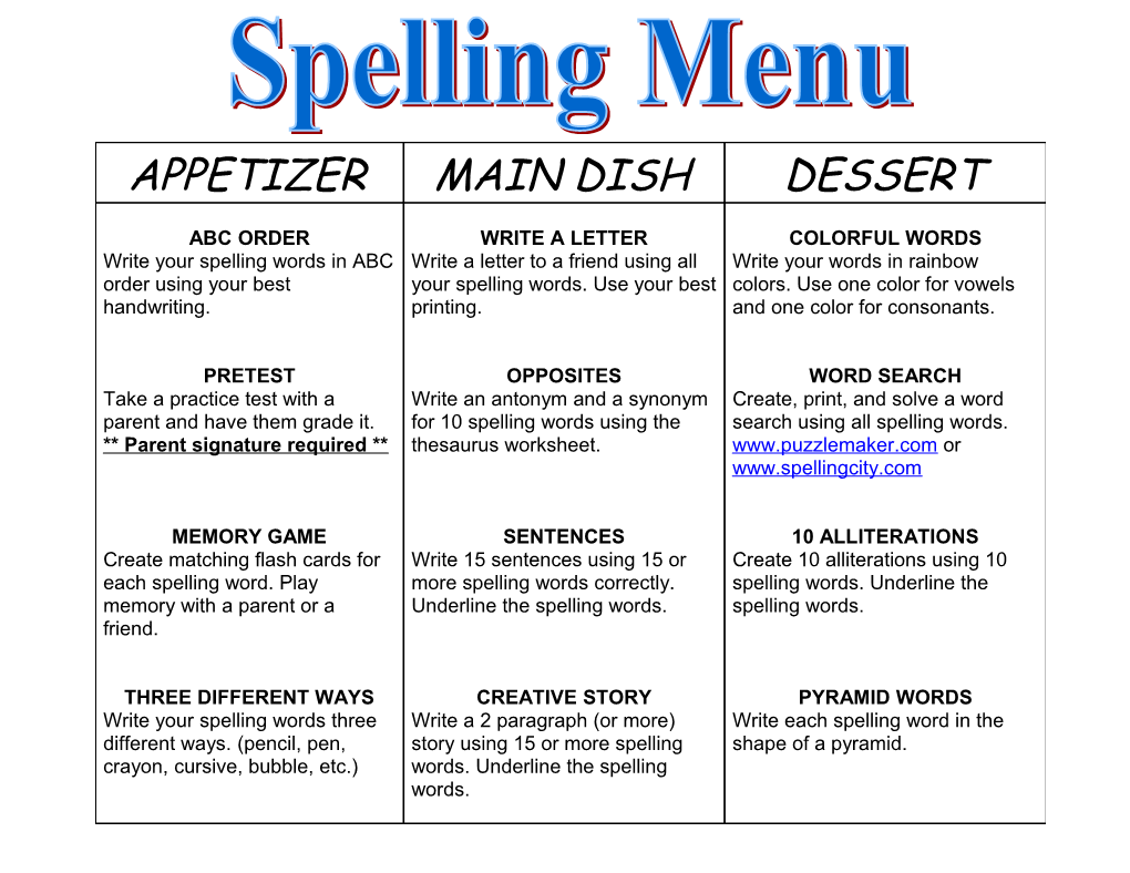 ABC ORDER Write Your Spelling Words in ABC Order Using Your Best Handwriting. PRETEST