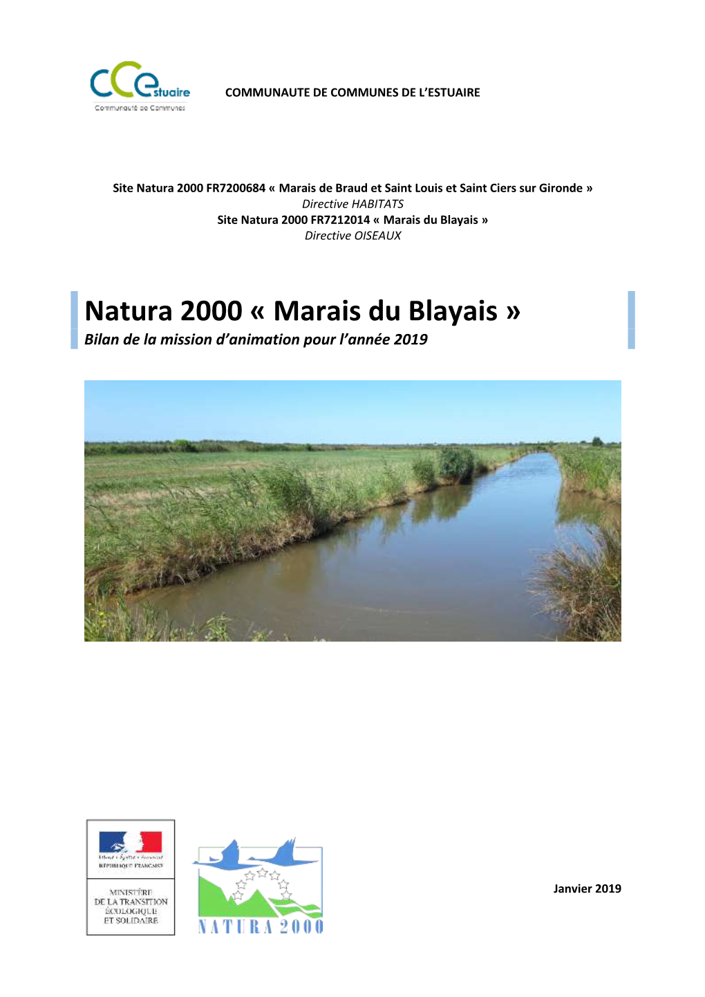 Natura 2000 « Marais Du Blayais » Bilan De La Mission D’Animation Pour L’Année 2019