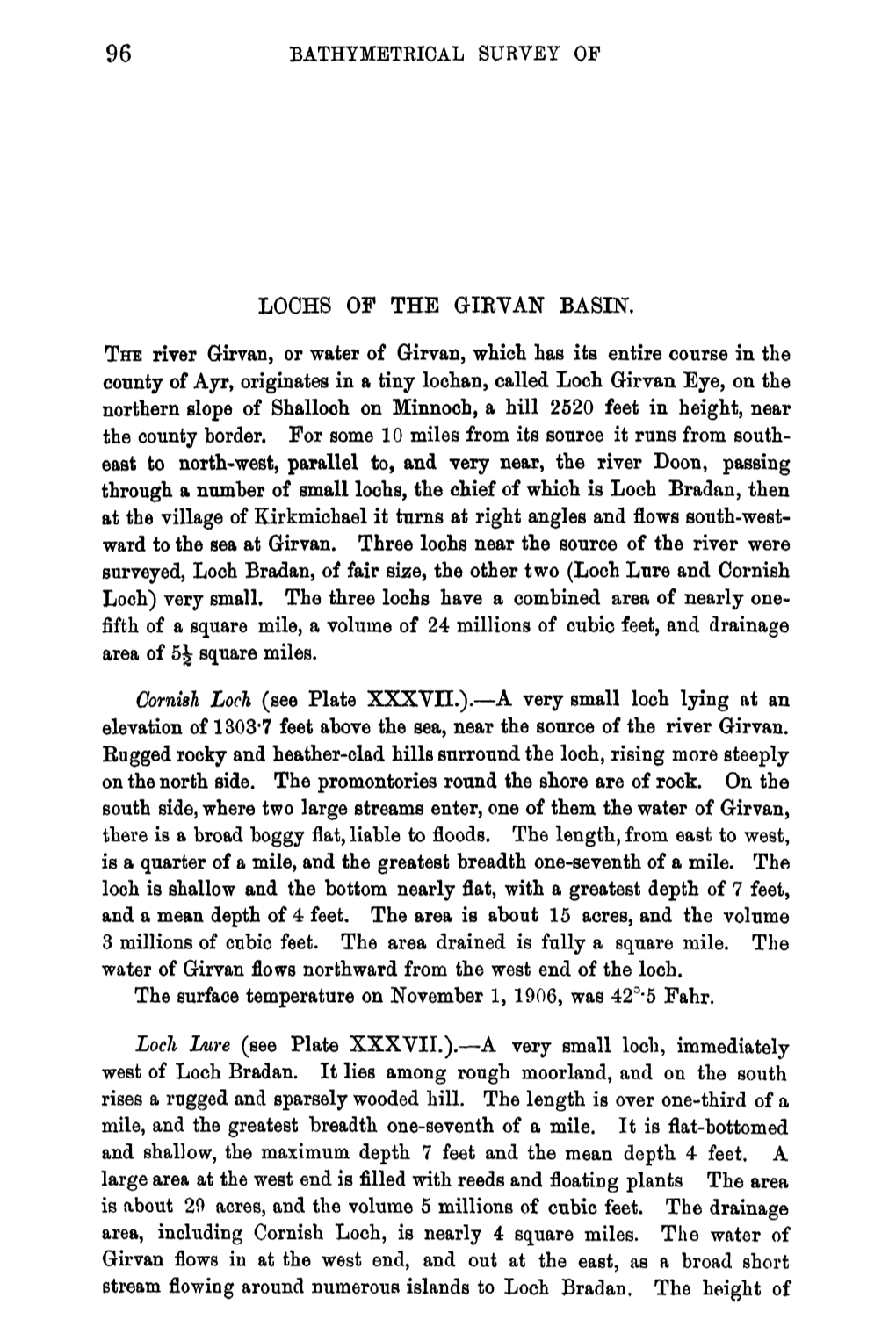 96 Bathymetrical Survey of Lochs of the Girvan Basin