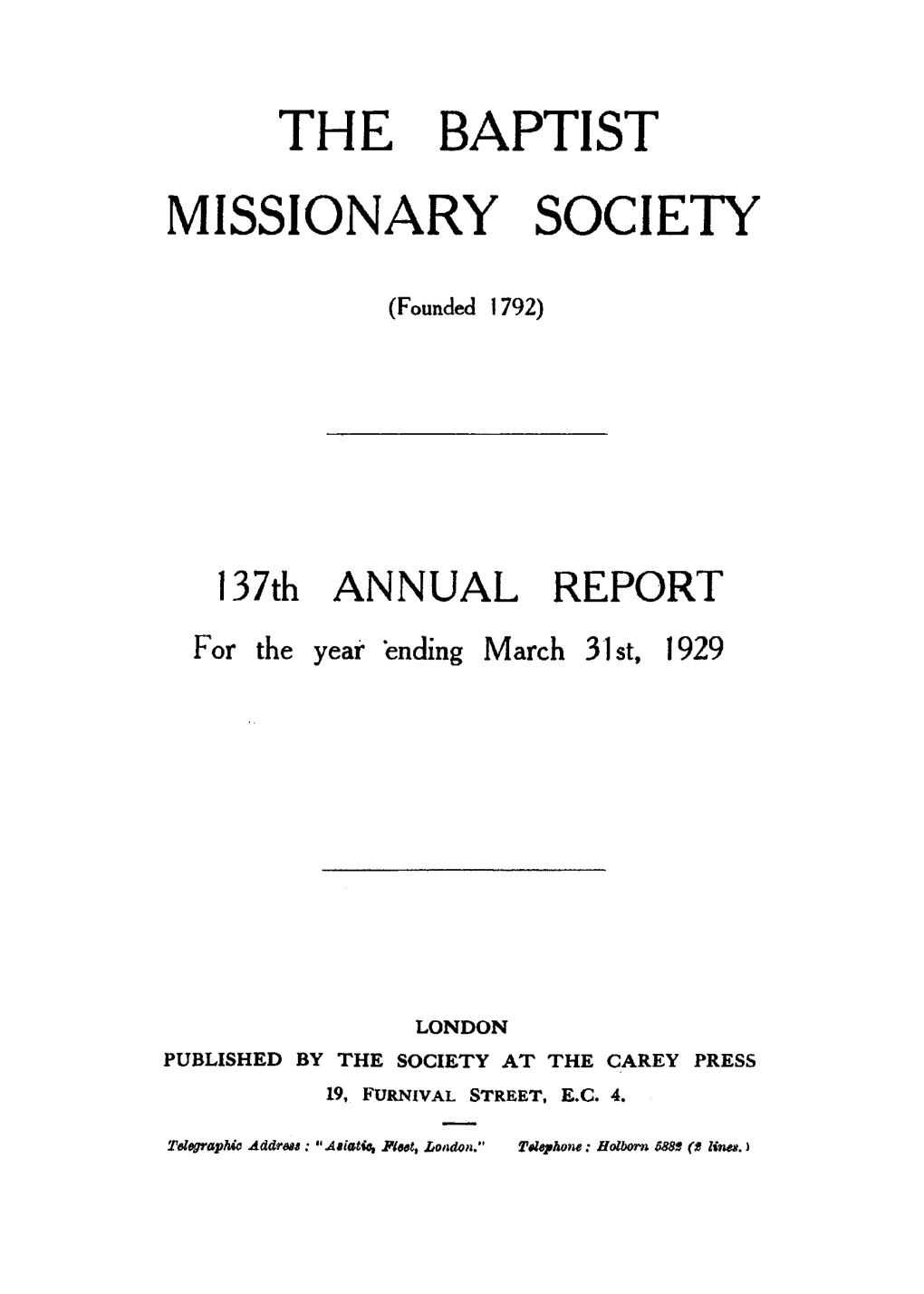 The Baptist Missionary Society