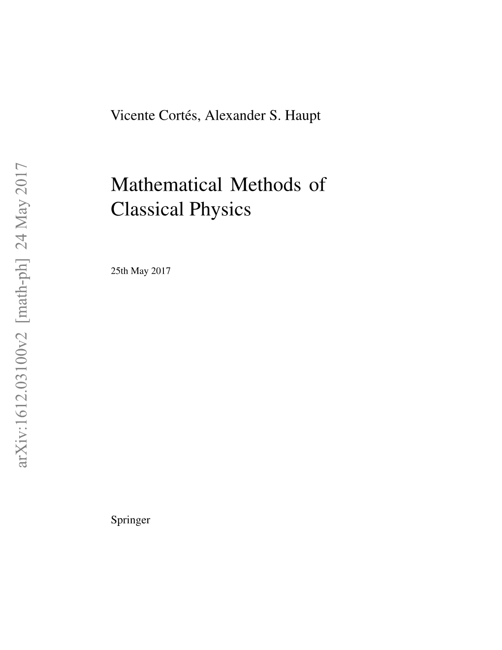 Mathematical Methods of Classical Physics