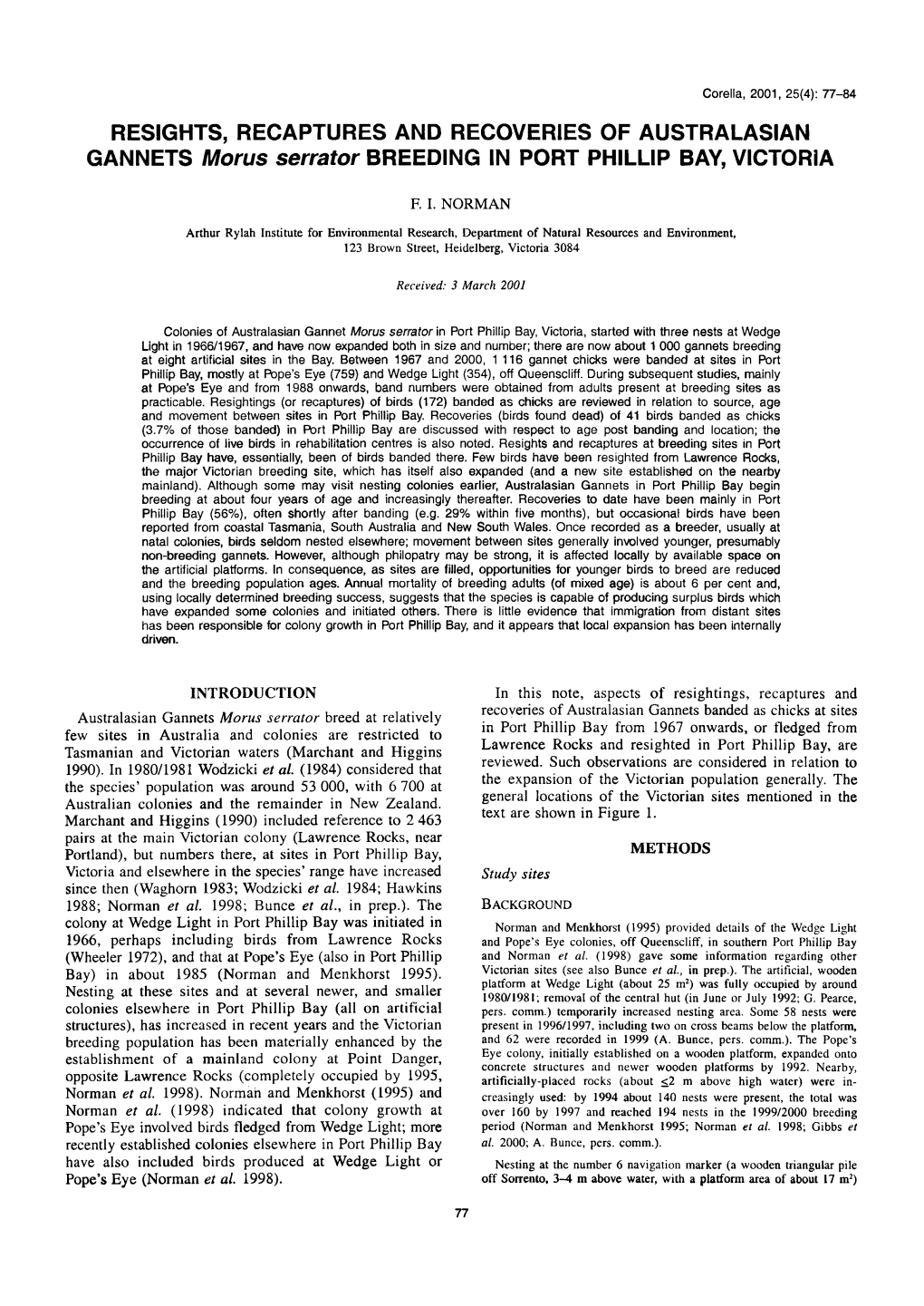 Resights, Recaptures and Recoveries of Australasian