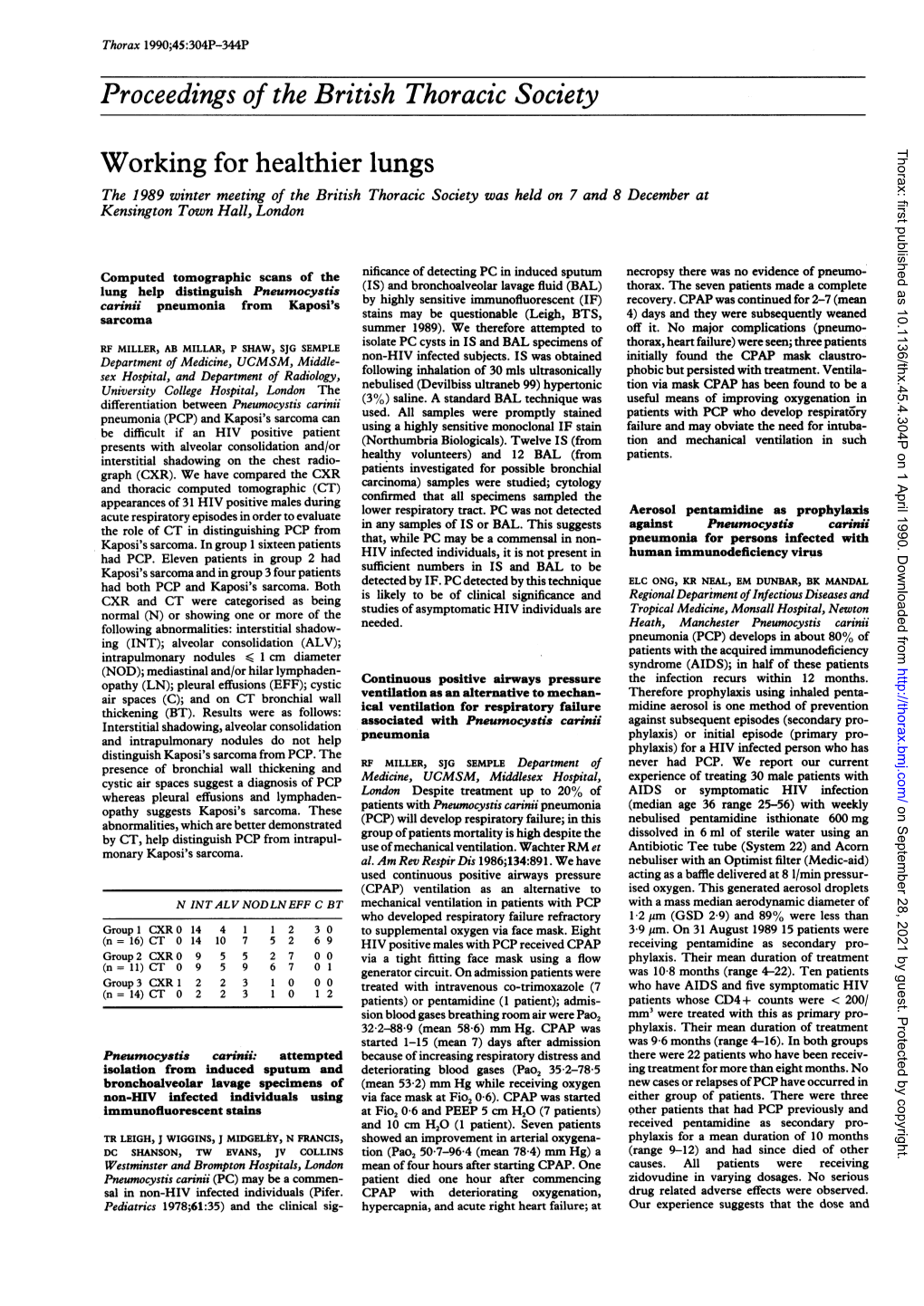 Proceedings of the British Thoracic Society Working for Healthier Lungs