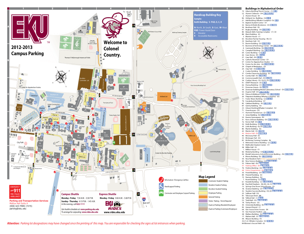 Colonel Country. 2012-2013 Campus Parking