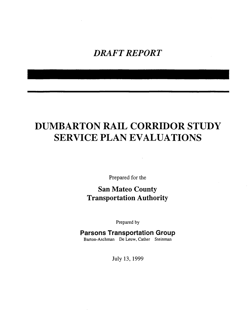 1999 Dumbarton Rail Corridor Service Evaluations