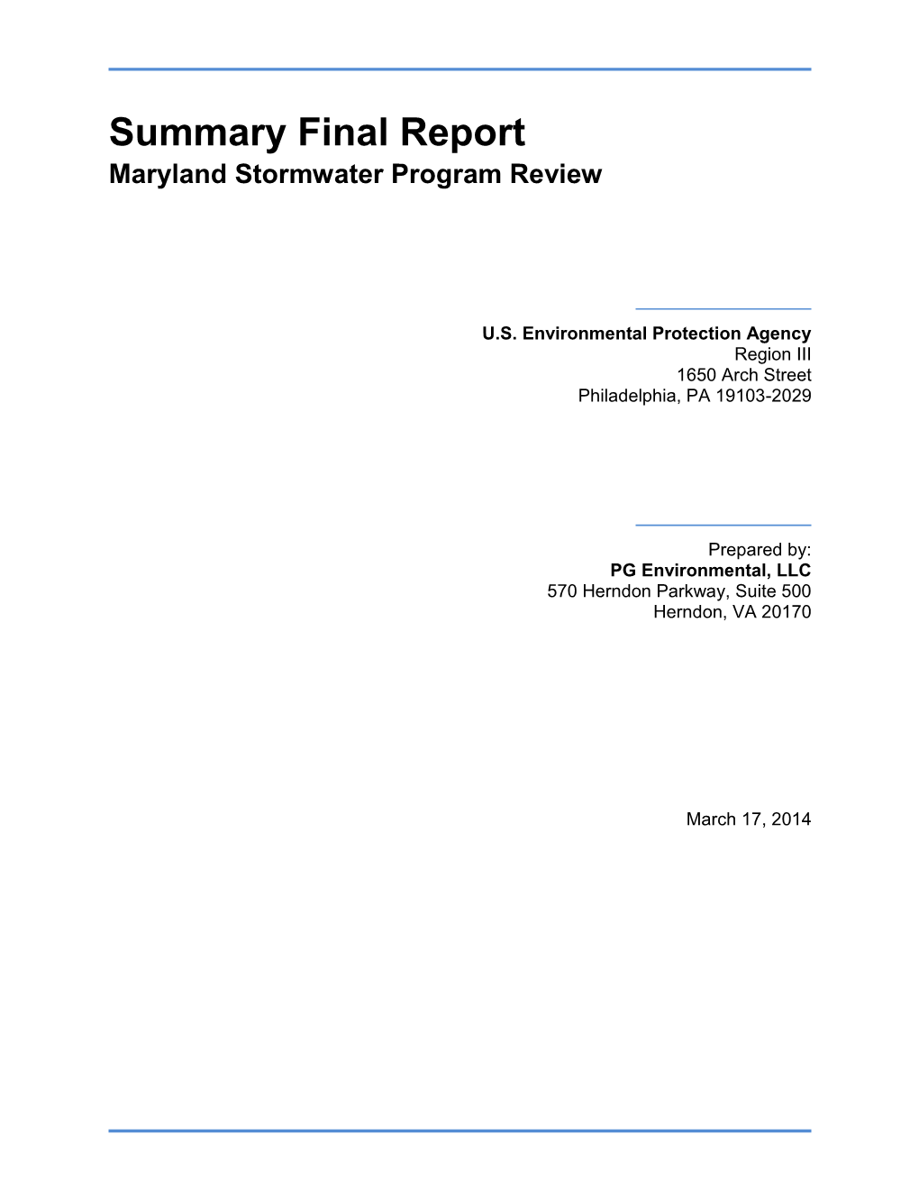 Maryland Stormwater Program Review